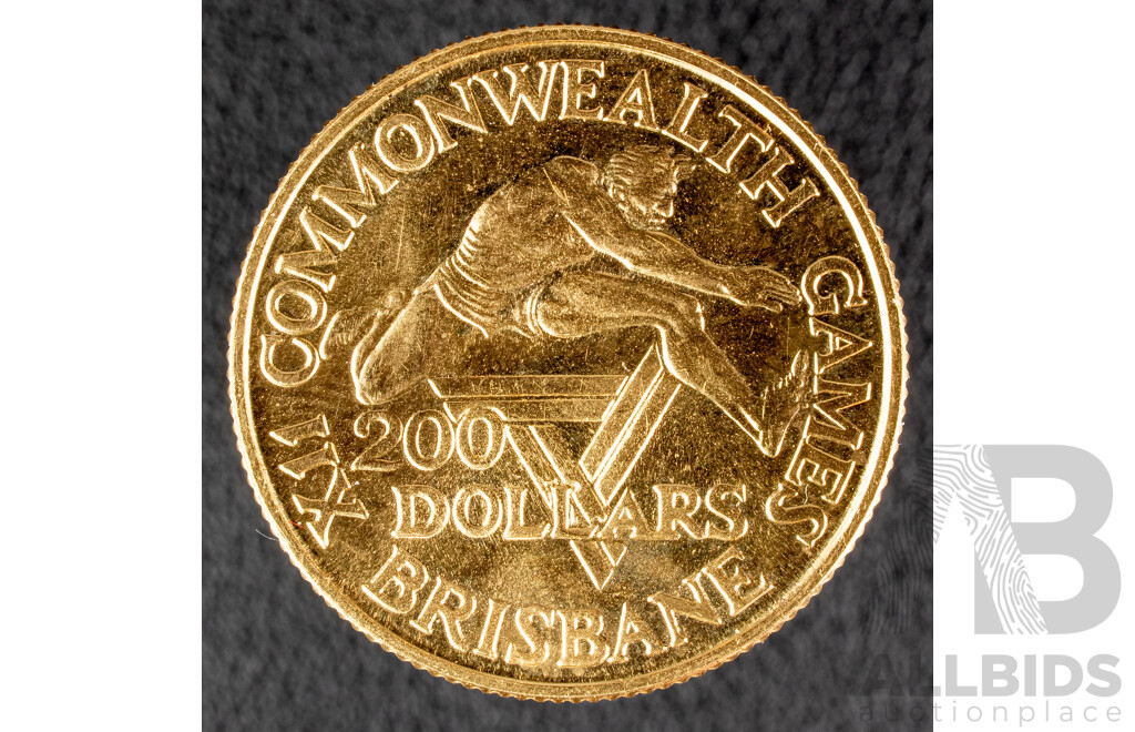 Australian RAM 1982 Gold Two Hundred Dollar Coin, XII Commonwealth Games .916