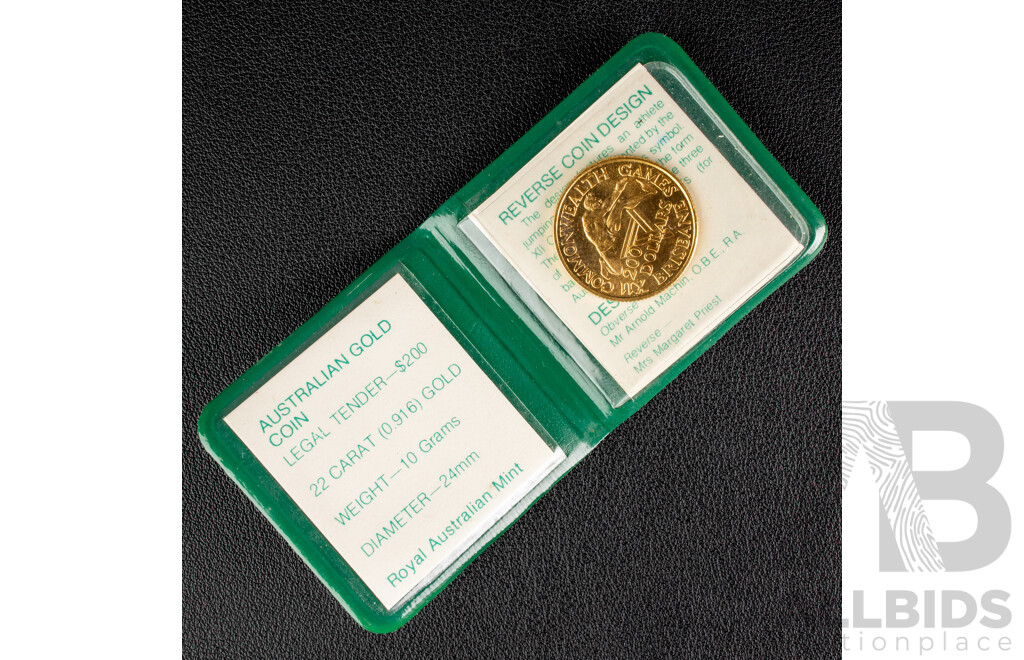 Australian RAM 1982 Gold Two Hundred Dollar Coin, XII Commonwealth Games .916