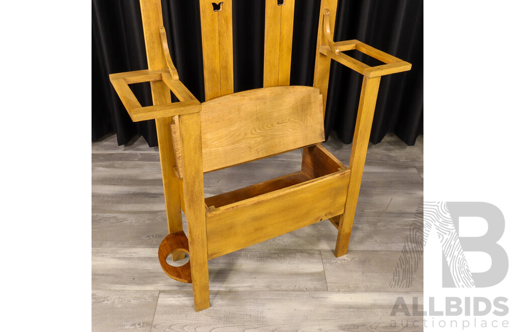 Edwardian Oak Hall Stand with Central Mirror