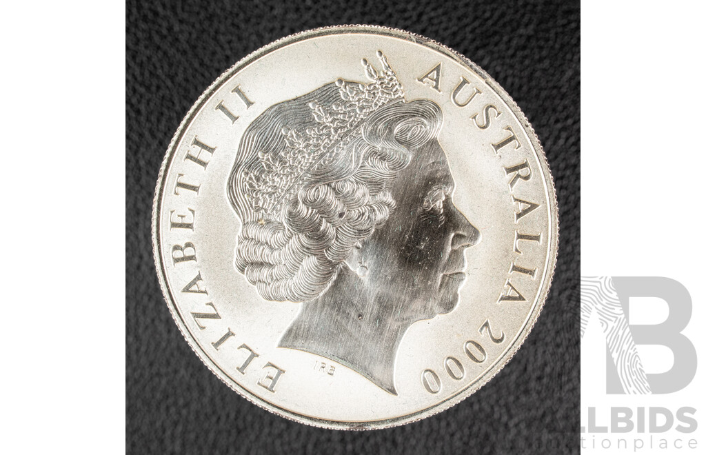 Australian RAM 2000 Silver Frosted One Dollar Coin, Silver Kangaroo .999