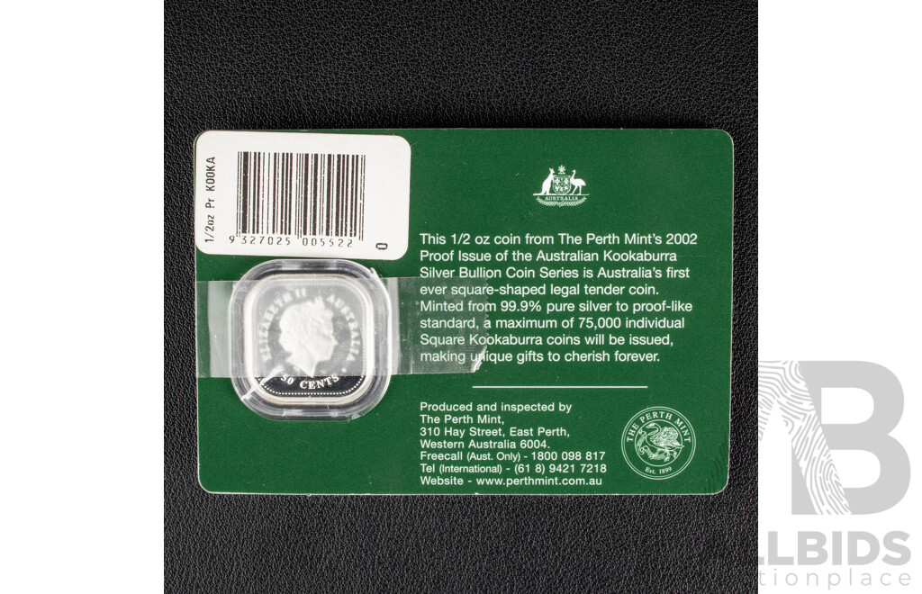 Australian Perth Mint 2002 Silver Proof Square Fifty Cent Coin .999