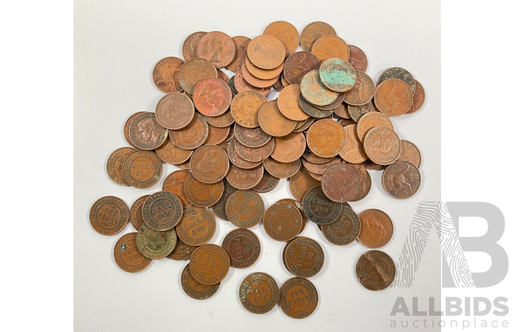 Collection of Australian Pennies, KGV, KGVI, QE2, Examples Spanning 1911 to 1964 Including 1916I