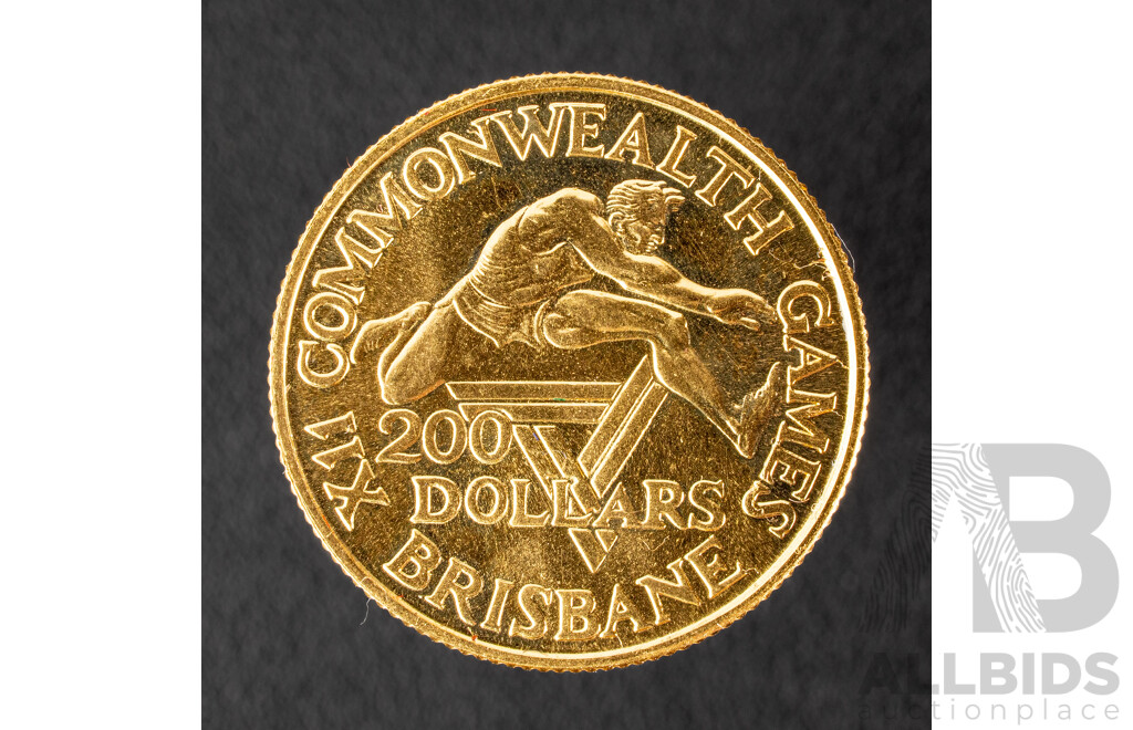 Australian RAM 1982 Gold Two Hundred Dollar Coin, XII Commonwealth Games .916