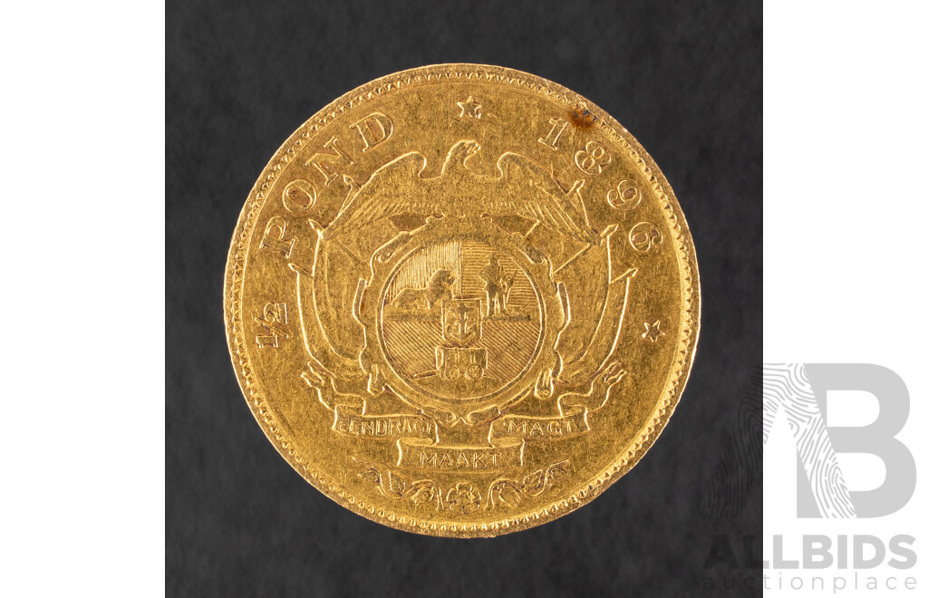 South Africa 1896 Gold Half Pound Coin .917