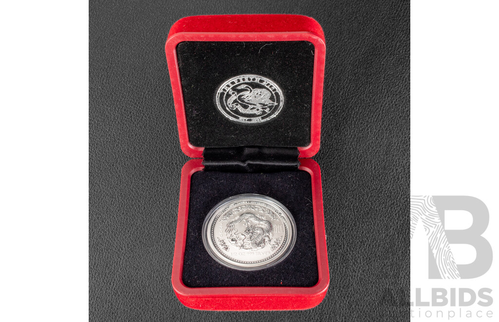Australian Perth Mint 2000 Silver Fifty Cent Coin, Lunar Series I, Year of the Dragon .999