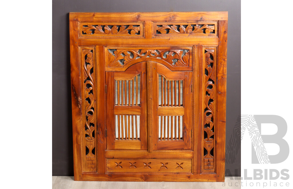 Indonesian Mahogany Mirror with Two Doors