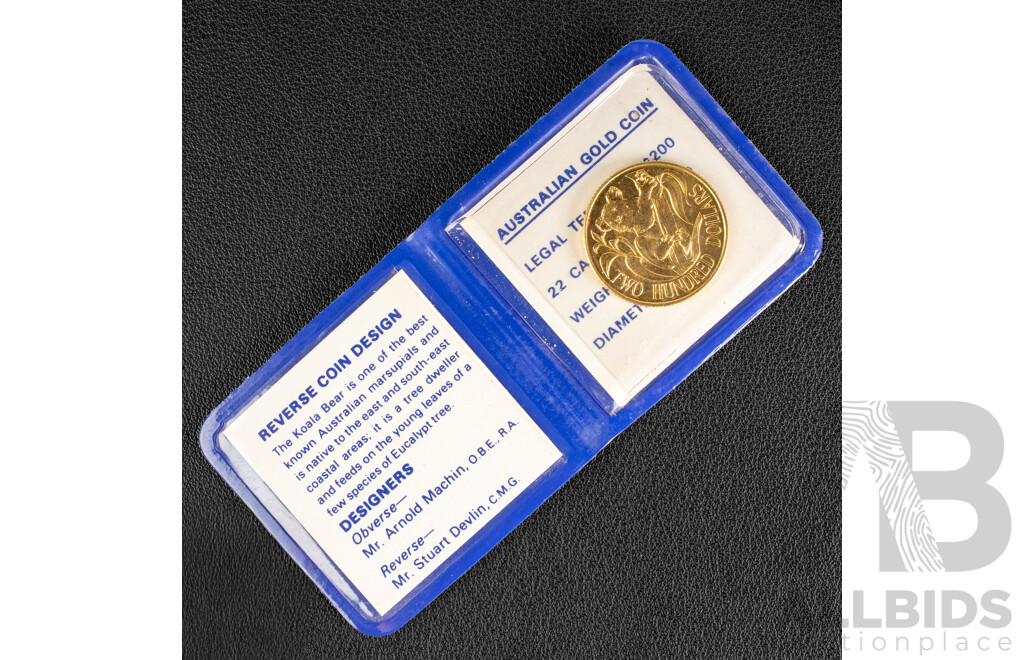 Australian RAM 1980 Gold Two Hundred Dollar Coin, Australian Koala .916