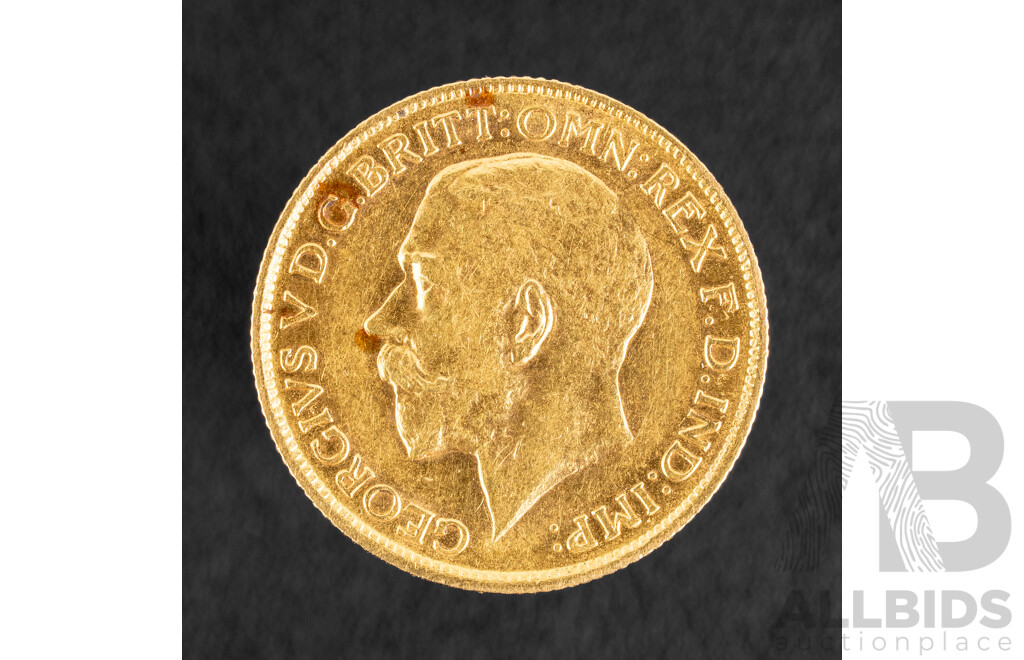 Australian 1911 KGV Gold Sovereign, Sydney Mint, High Grade .917