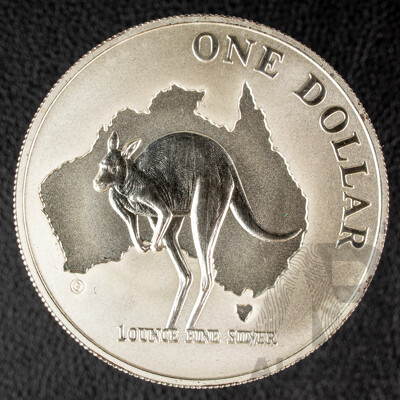 Australian RAM 2000 Frosted Silver One Dollar Coin, Silver Roo .999