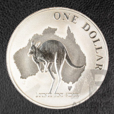Australian RAM 2000 Silver Frosted One Dollar Coin, Silver Kangaroo .999