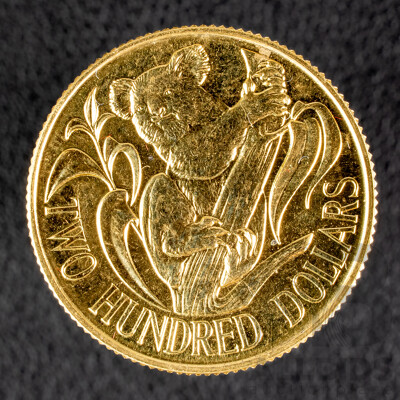 Australian RAM 1980 Gold Two Hundred Dollar Coin, Australian Koala .916
