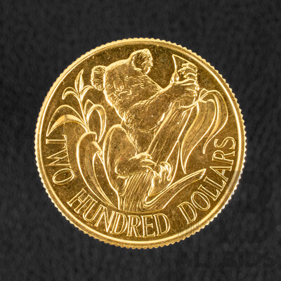 Australian RAM 1980 Gold Two Hundred Dollar Coin, Australian Koala .916
