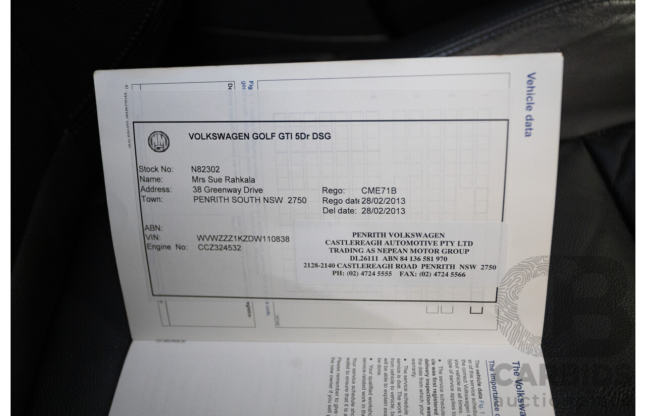 1/2013 Volkswagen Golf GTI 1K MY13 5D Hatchback White Turbo 2.0L