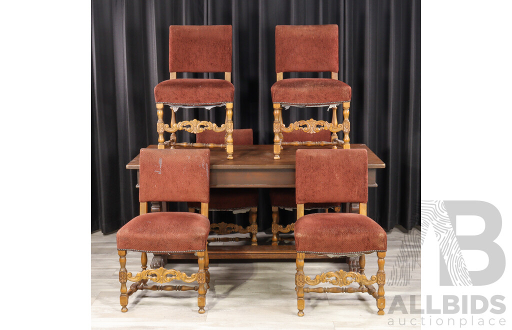 Art Deco Oak Seven Piece Dining Suite
