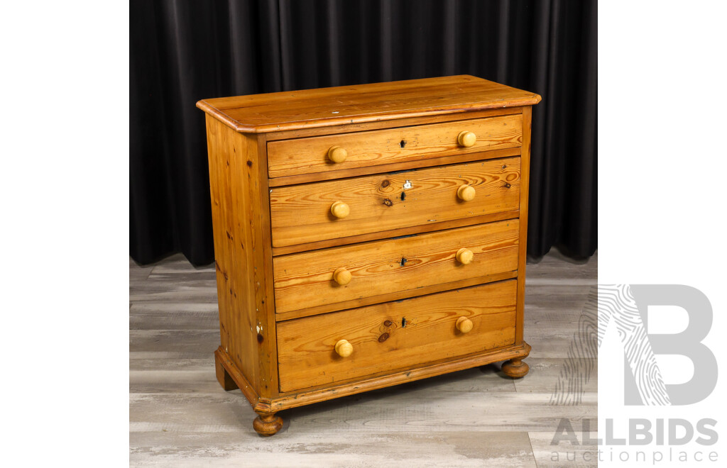 Baltic Pine Chest of Five Drawers
