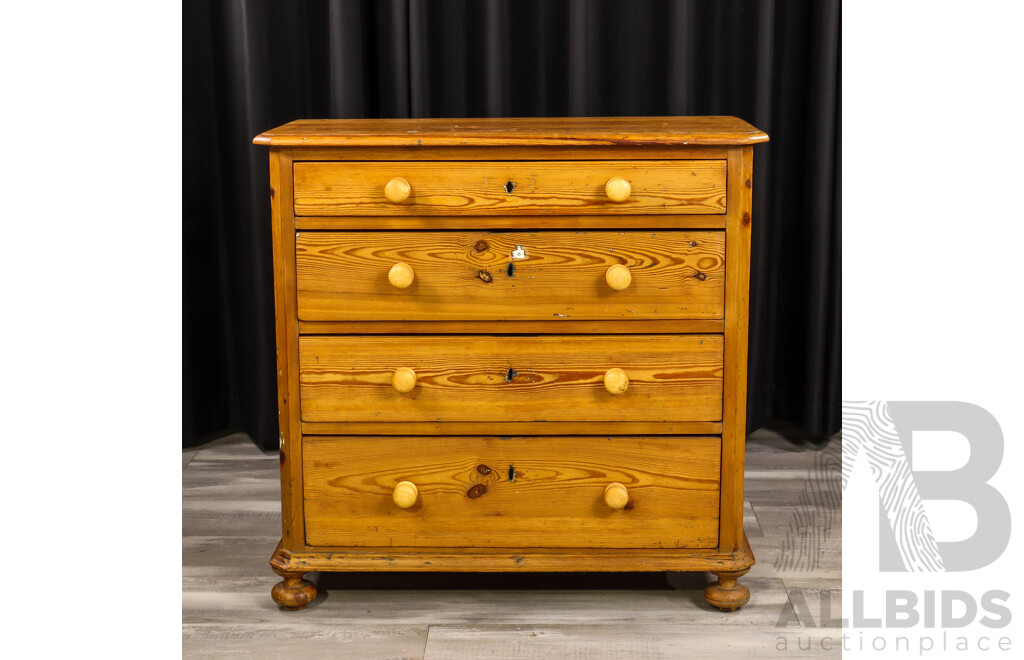 Baltic Pine Chest of Five Drawers
