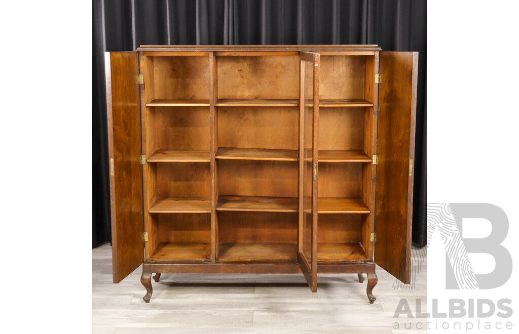 Oak Display Case with Central Glass Door
