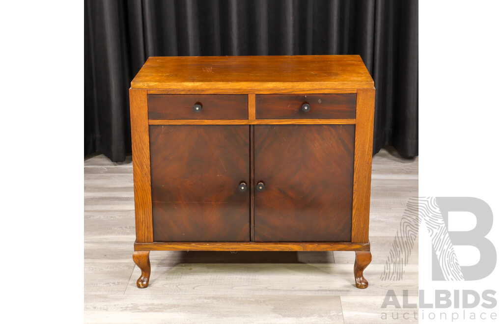 Art Deco Timber Two Door Side Cabinet with Two Drawers