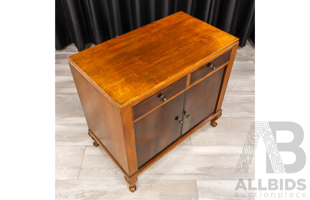 Art Deco Timber Two Door Side Cabinet with Two Drawers