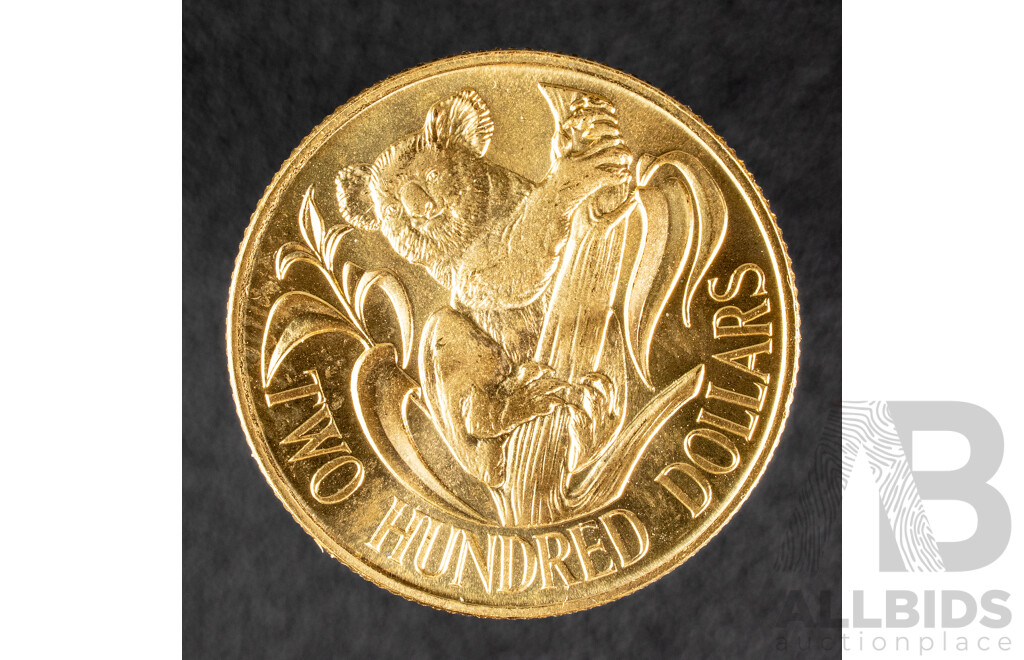 Australian RAM 1983 Gold Two Hundred Dollar Coin, Australian Koala .916