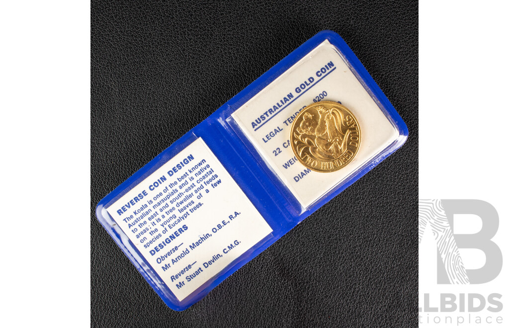 Australian RAM 1983 Gold Two Hundred Dollar Coin, Australian Koala .916