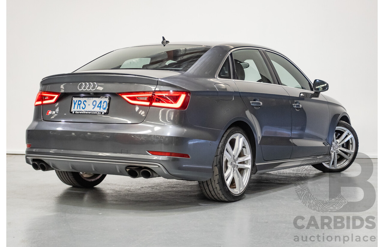 10/2014 Audi S3 2.0 TFSI Quattro (AWD) 8V MY14 4D Sedan Daytona Grey Pearl Turbo 2.0L