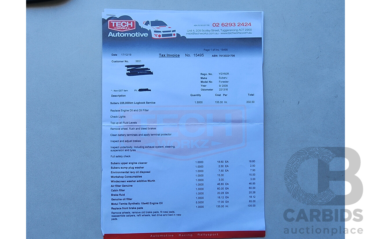 9/2009 Subaru Forester XS MY10 4d Wagon Silver 2.5L