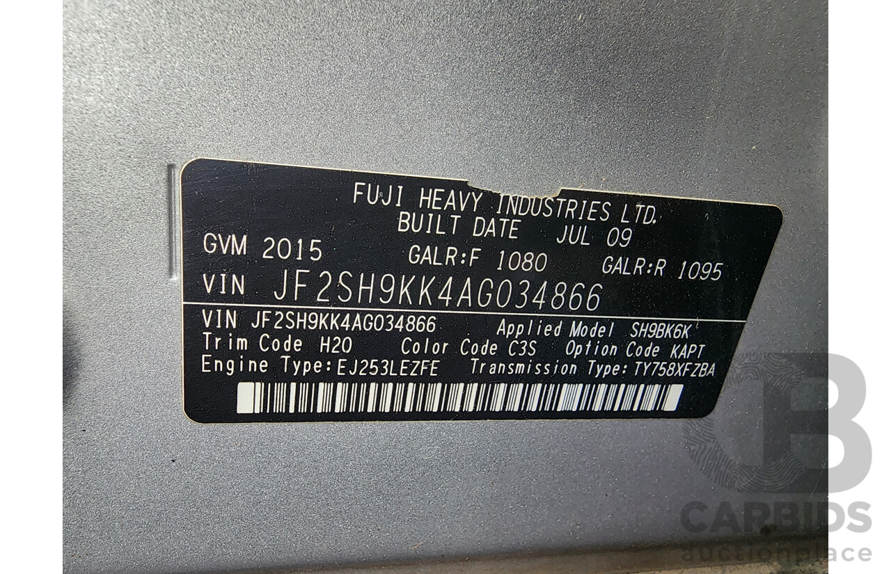 9/2009 Subaru Forester XS MY10 4d Wagon Silver 2.5L