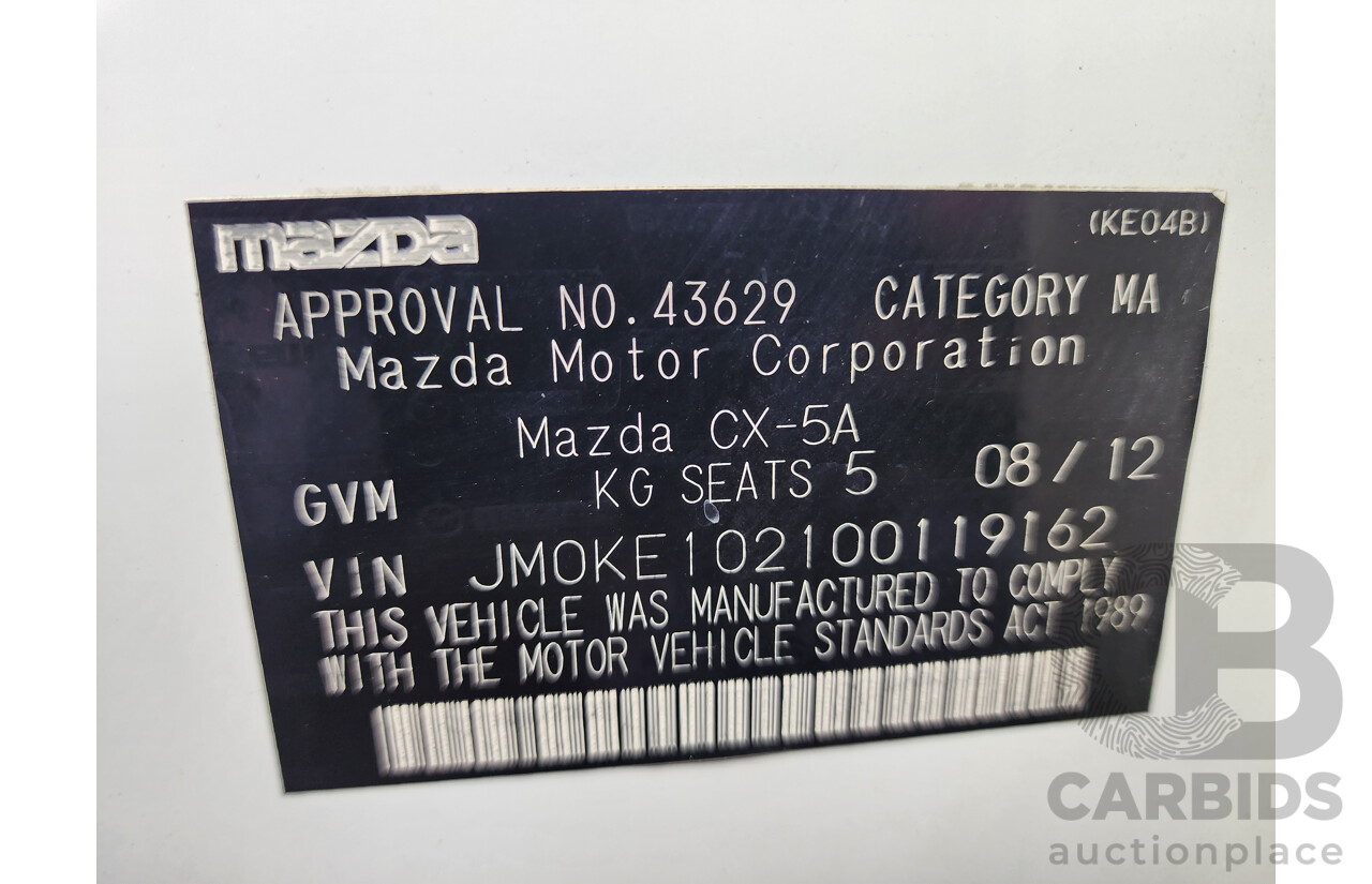 8/2012 Mazda Cx-5 MAXX Sport (4x4)  4d Wagon White 2.2L