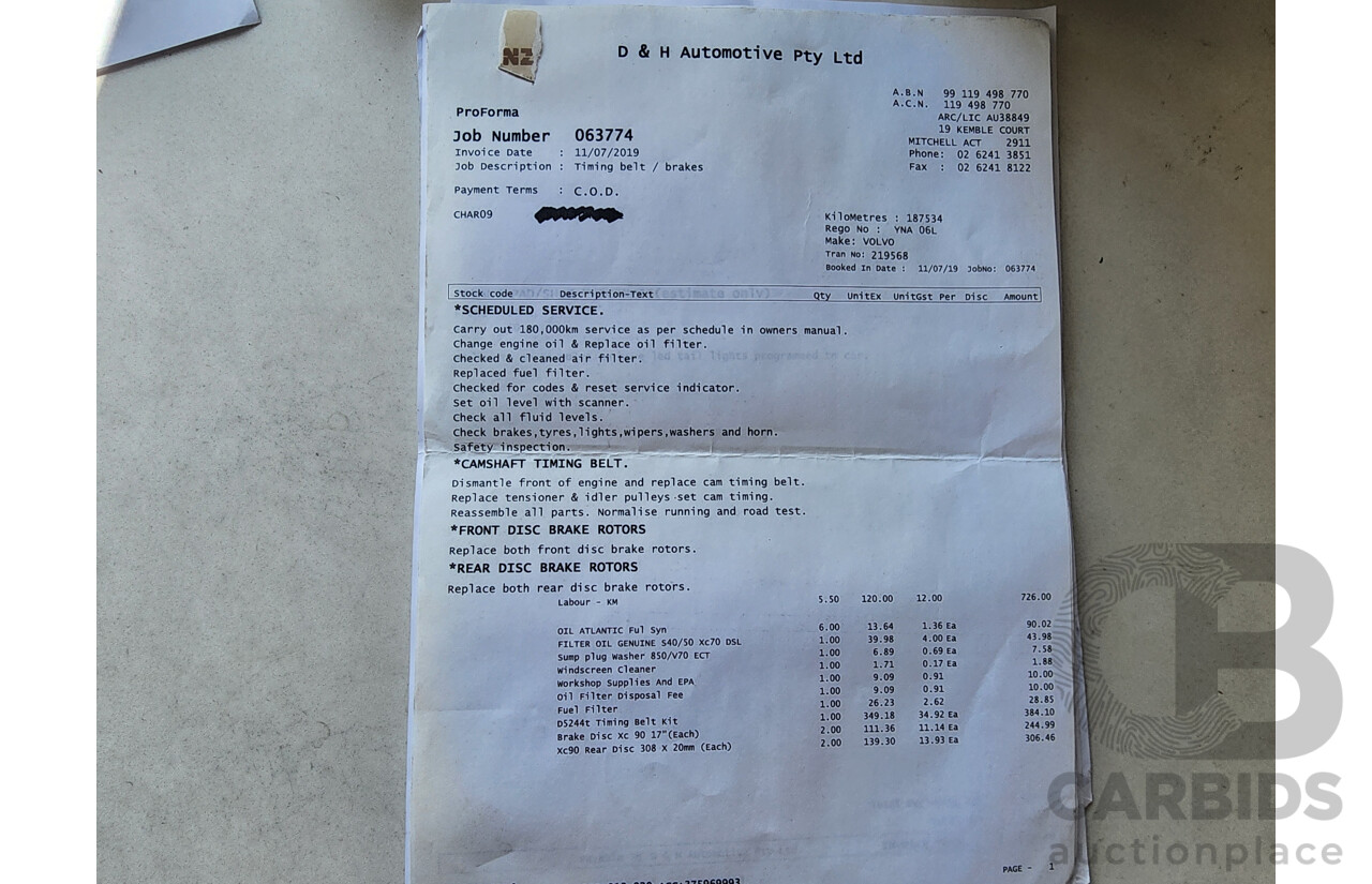 1/2012 Volvo Xc90 D5 R-Design MY12 4d Wagon Grey 2.4L