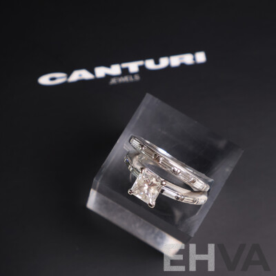 Canturi 18ct White Gold 2 Ring Set - Size J