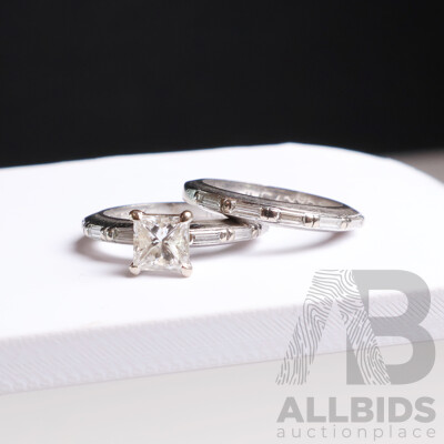 Canturi 18ct White Gold 2 Ring Set - Size J