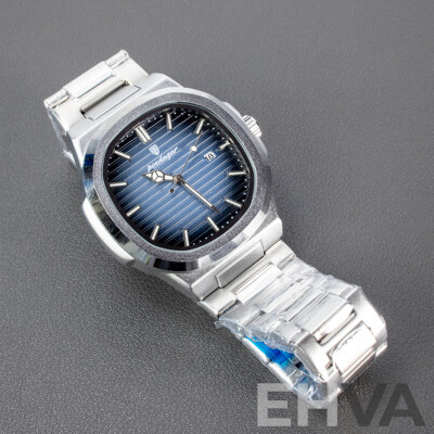 Poedagar Mens Wristwatch with Silver Blue Dial