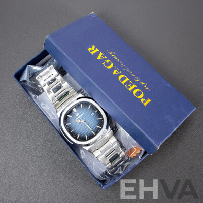 Poedagar Mens Wristwatch with Silver Blue Dial