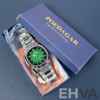 Poedagar Mens Wristwatch with Silver Blue Dial and Extra Links