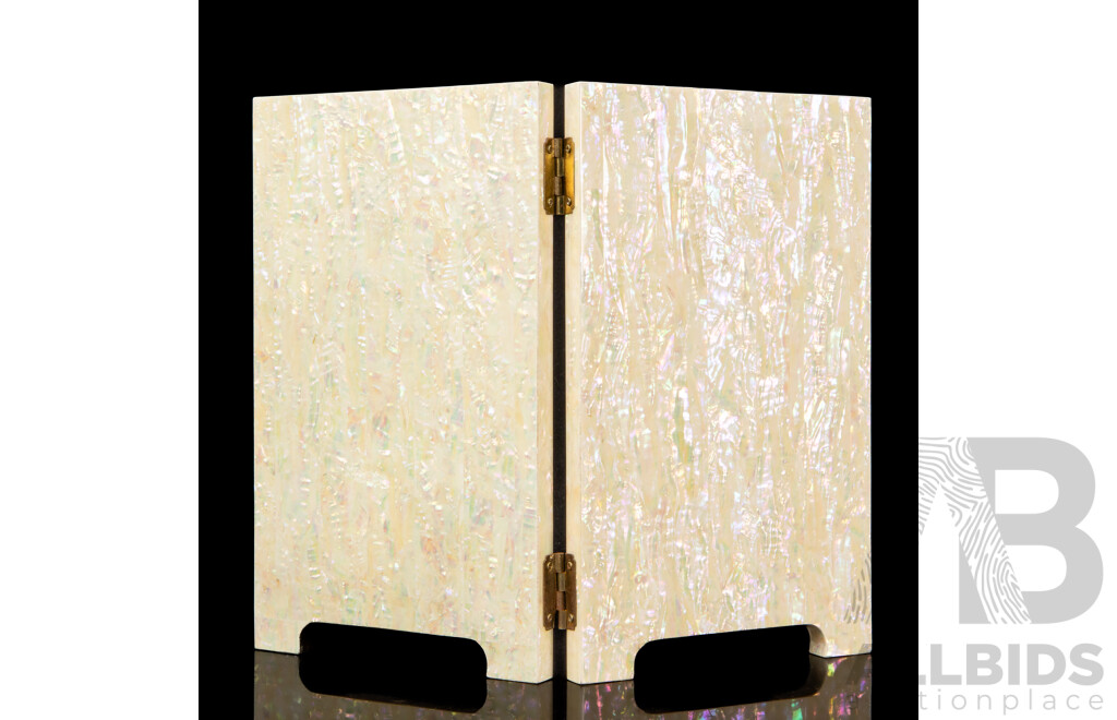 Chinese Two-Panel Folding Screen with Silk Rank Badges