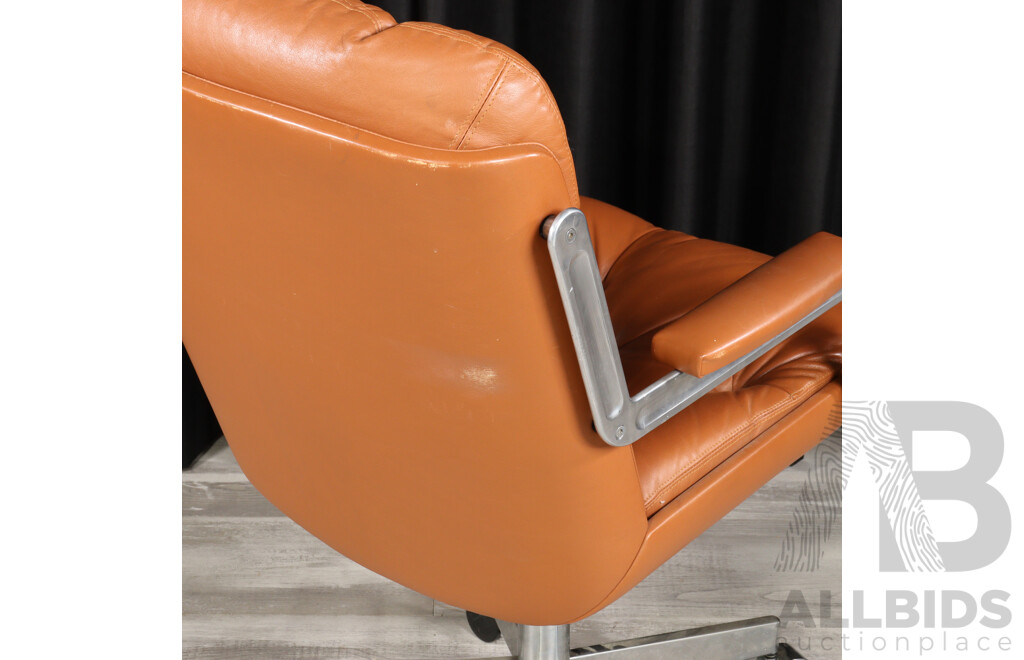 Mid-Century Leather and Chrome Office Chair In the style of Ring Mekanikk, c. 1960s-1970s