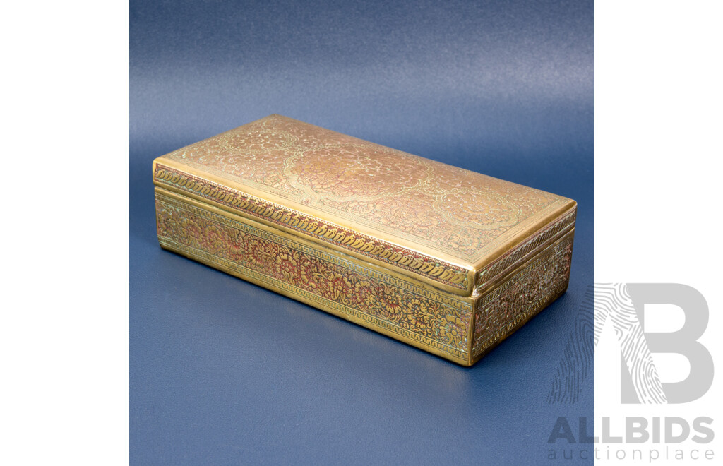 Antique English Kinco Brass Cigarette Box with Cedar Lining, Circa 1920s
