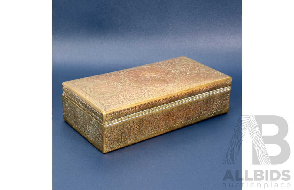 Antique English Kinco Brass Cigarette Box with Cedar Lining, Circa 1920s