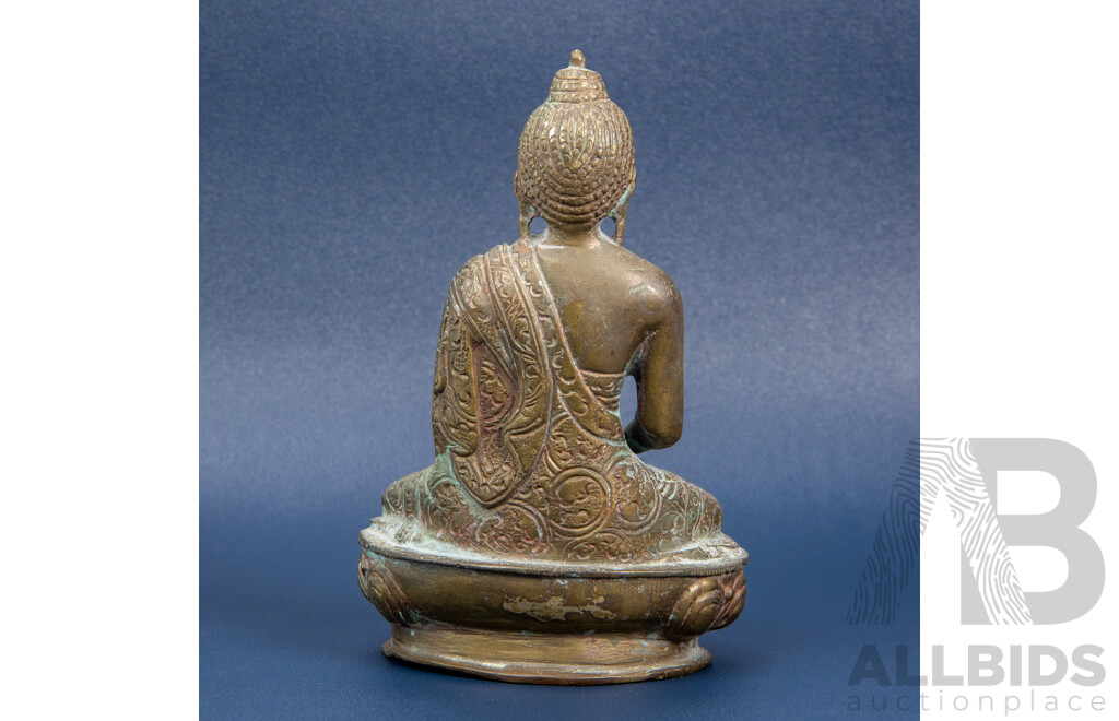 Vintage Cast Brass Seated Deity on Lotus Base