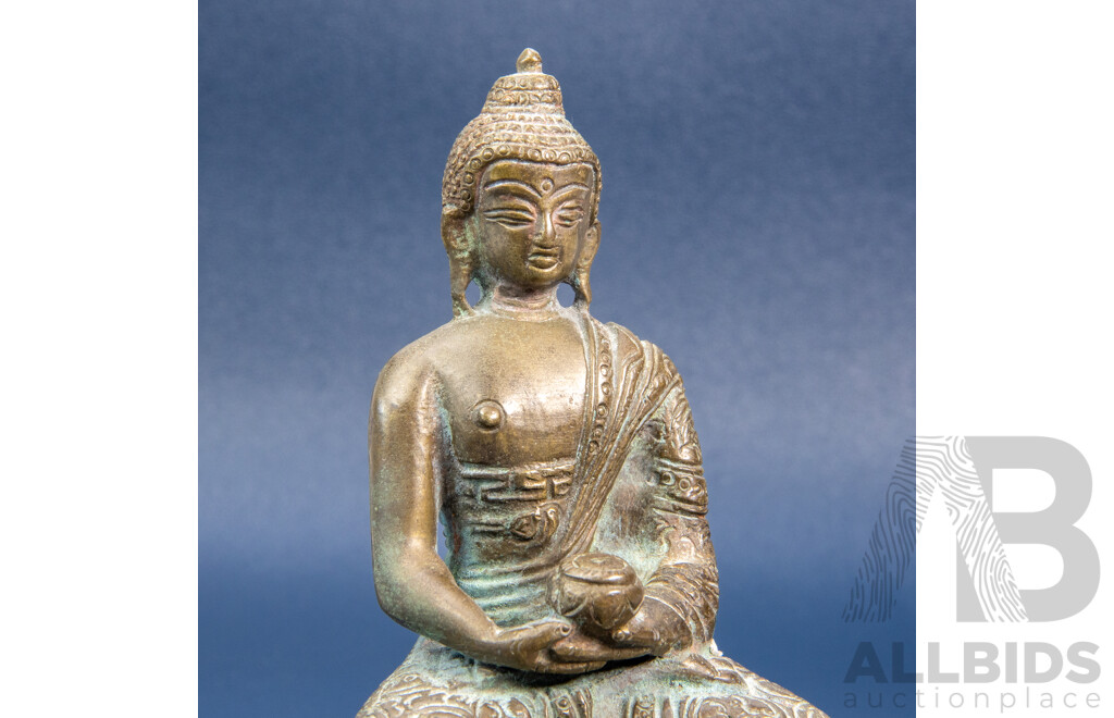 Vintage Cast Brass Seated Deity on Lotus Base