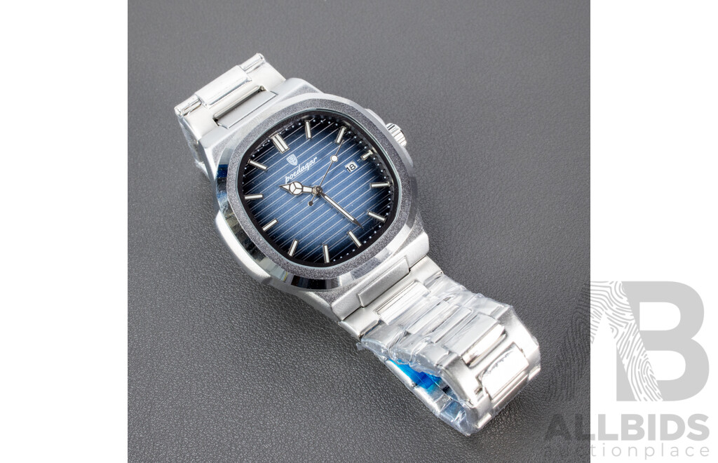 Poedagar Men?s Wristwatch with Silver Blue Dial