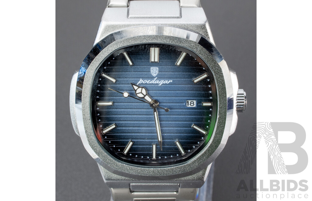 Poedagar Men?s Wristwatch with Silver Blue Dial