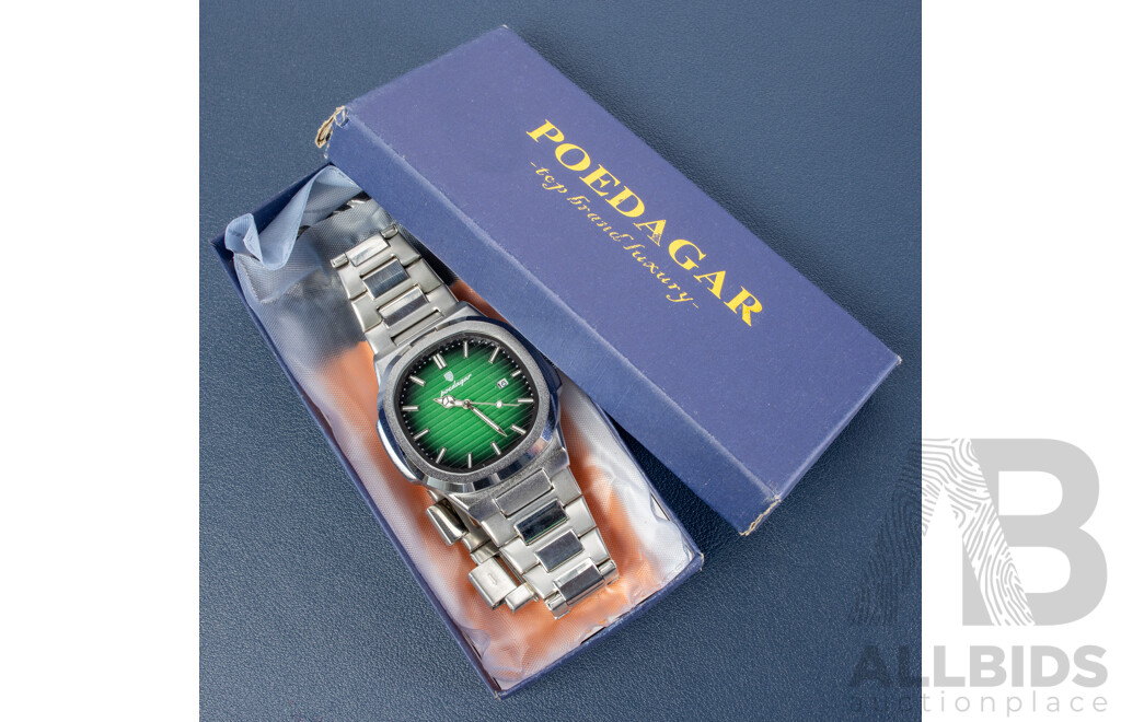Poedagar Men?s Wristwatch with Silver Blue Dial and Extra Links