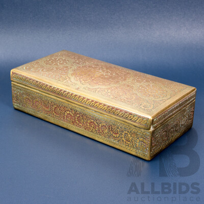 Antique English Kinco Brass Cigarette Box with Cedar Lining, Circa 1920s