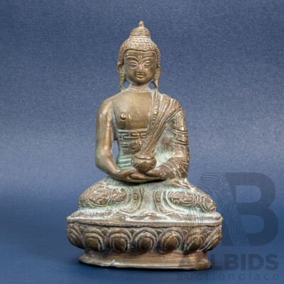 Vintage Cast Brass Seated Deity on Lotus Base
