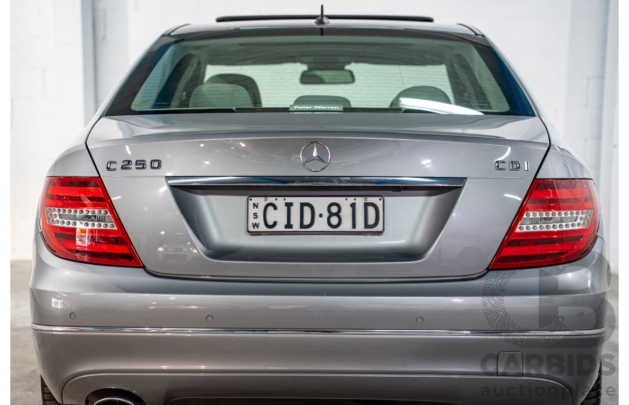 6/2012 Mercedes-Benz C250 Avantgarde BE W204 MY11 4d Sedan Palladium Silver Metallic Turbo 1.8L