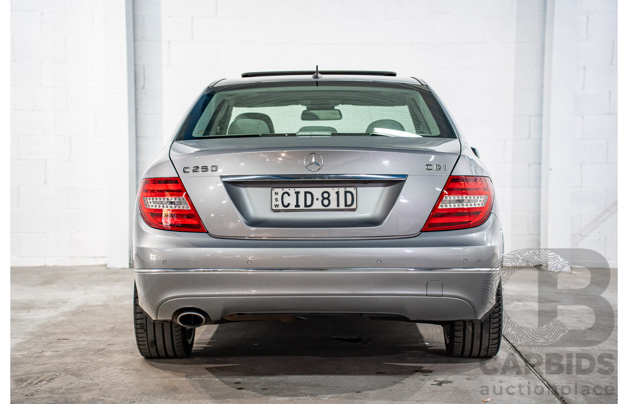 6/2012 Mercedes-Benz C250 Avantgarde BE W204 MY11 4d Sedan Palladium Silver Metallic Turbo 1.8L