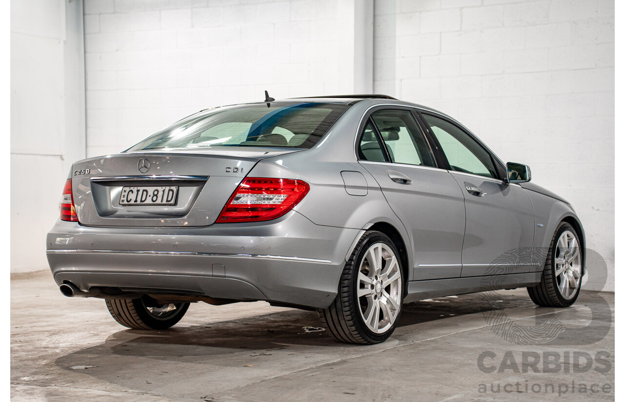 6/2012 Mercedes-Benz C250 Avantgarde BE W204 MY11 4d Sedan Palladium Silver Metallic Turbo 1.8L