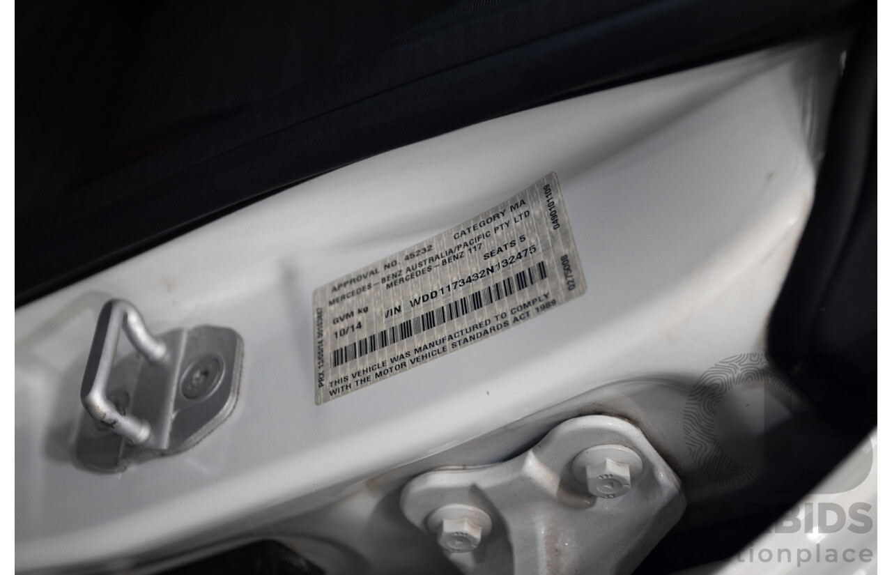 10/2014 Mercedes-Benz CLA200 117 4D Coupe Calcite White Turbo 1.6L